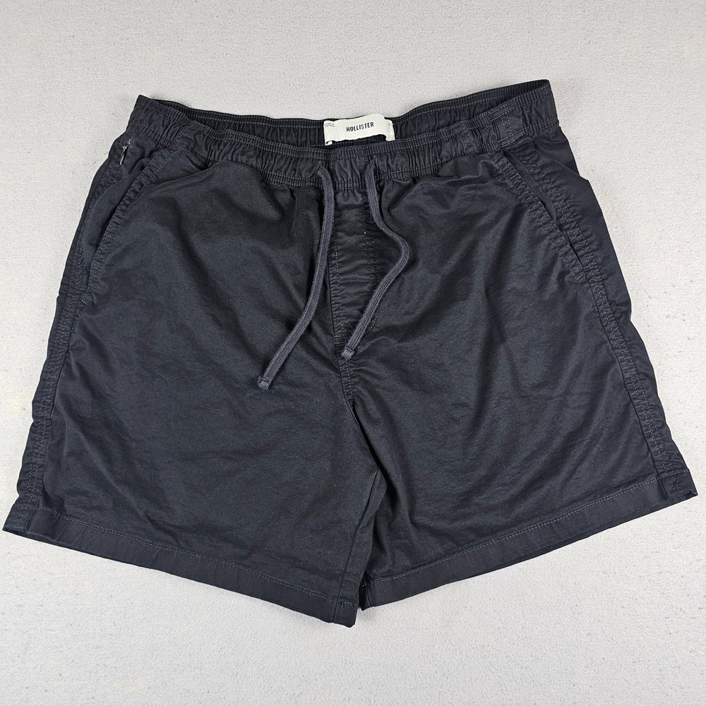 Hollister Jogger Shorts Mens Large Black Drawstring Pockets Stretch Elastic 6"